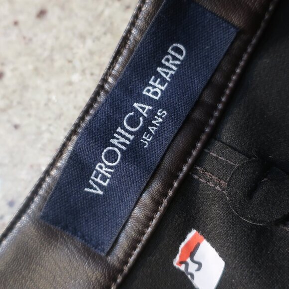 Womens Veronica Beard Beverly Skinny Flare Brown Faux Leather Jeans 30 - Picture 8 of 9